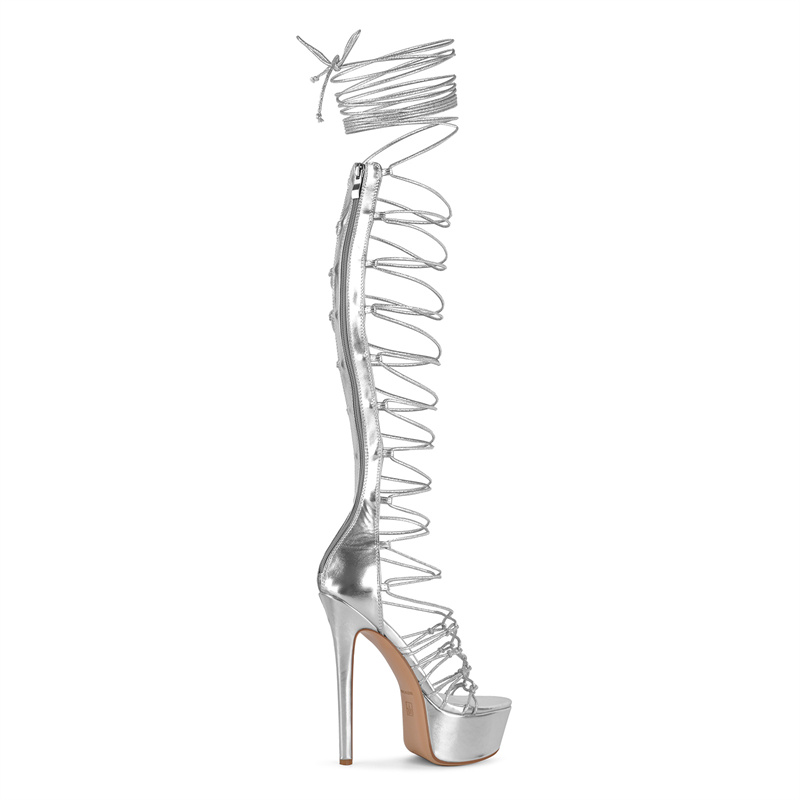 Onlymaker Sliver Peep Toe Lace - Sandal Strappy Heeled ulasan dan harga