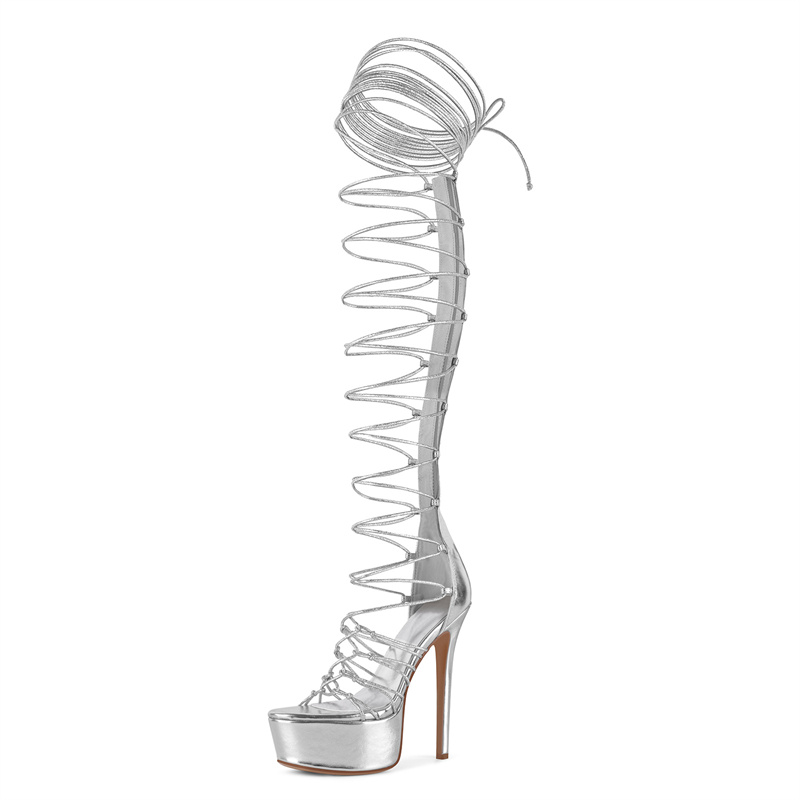 Onlymaker Sliver Peep Toe Lace - Sandal Strappy Heeled ulasan dan harga