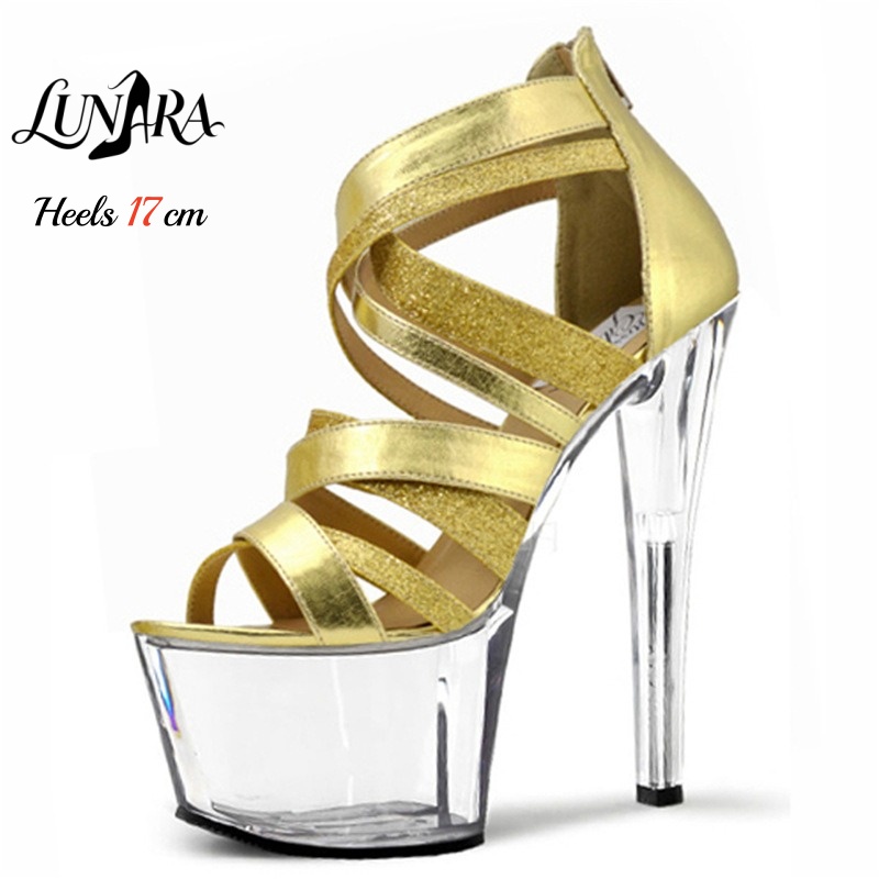 17cm/7Inch Gold Metallic Strap - Sandal Strappy Heeled ulasan dan harga