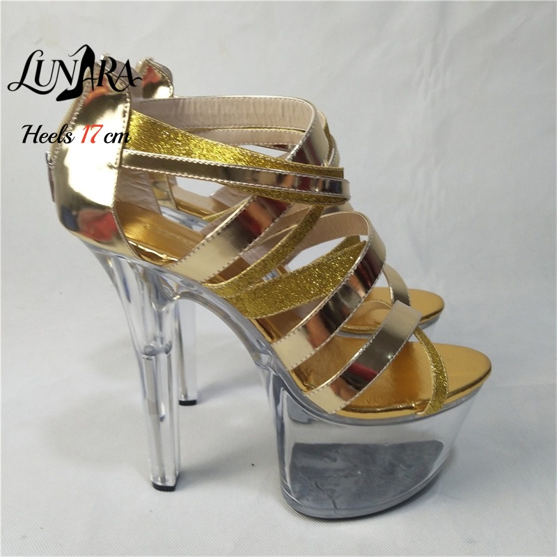 17cm/7Inch Gold Metallic Strap - Sandal Strappy Heeled ulasan dan harga