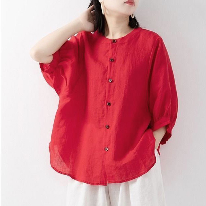 Cotton and linen shirt women's - Blouse Off Shoulder ulasan dan harga